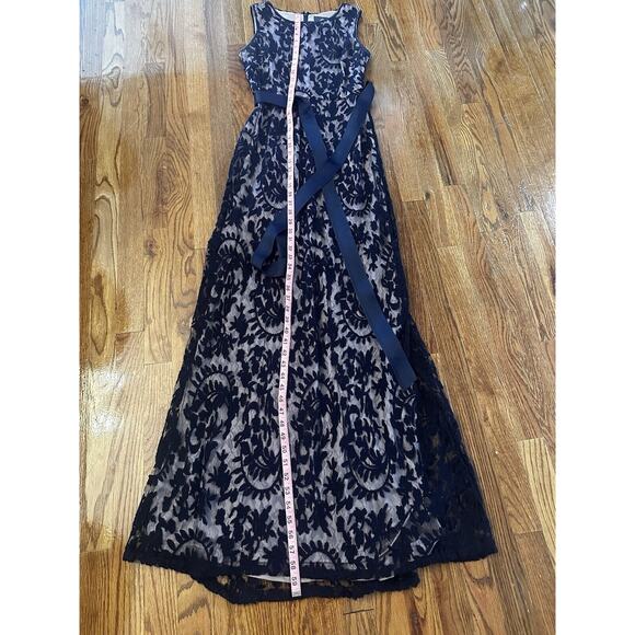 Adrianna Papell Dress Size 2 Navy Blue Lace Formal Sleeveless Evening Gown Maxi - Picture 15 of 16